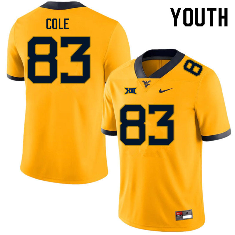 NCAA Youth C.J. Cole West Virginia Mountaineers Gold #83 Nike Stitched Football College Authentic Jersey BA23E06EZ